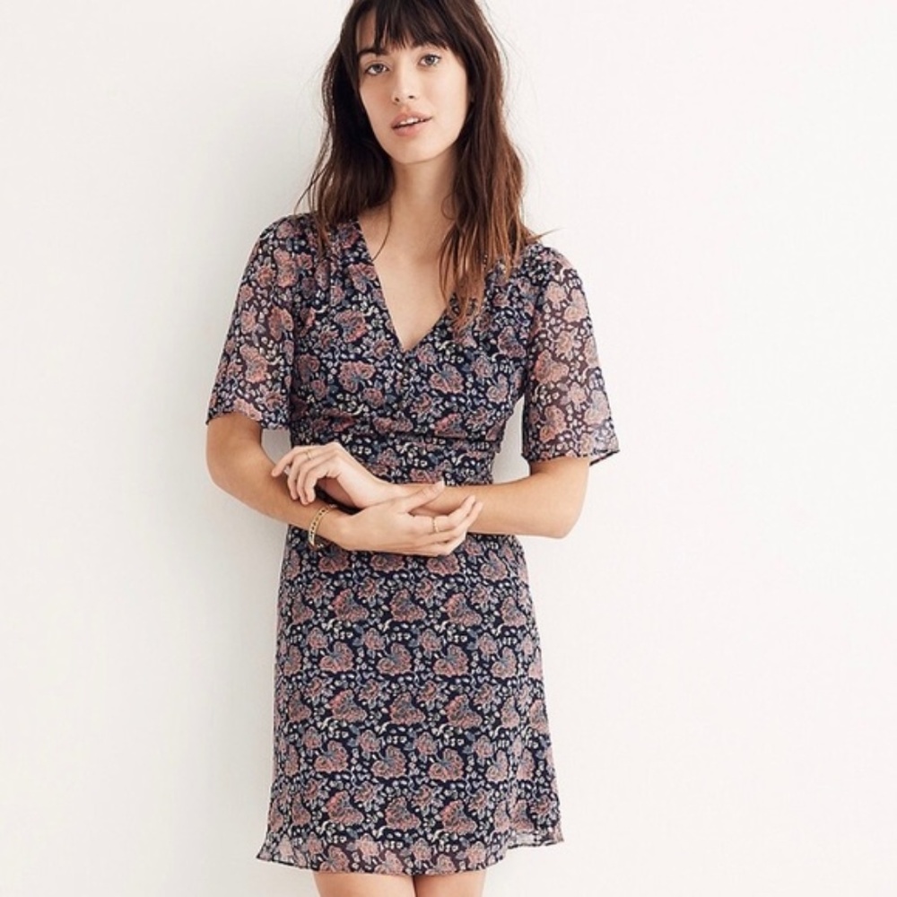 NWT Madewell Orchard Flutter-Sleeve Dress